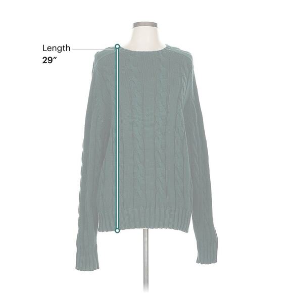 VTG Ralph Lauren Green Cableknit Cotton Chunky Sweater L - Picture 3 of 4